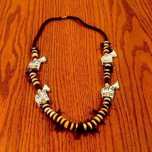 Vintage zebra wood beaded necklace